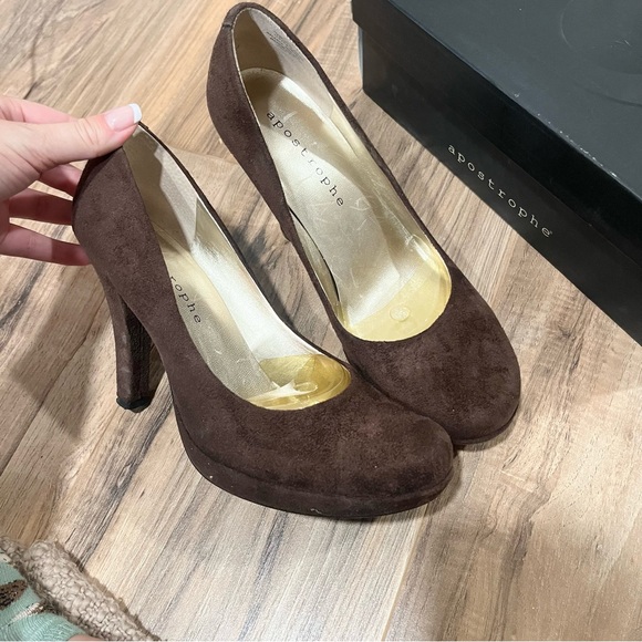 Apostrophe Janis brown suede fall heels - Picture 4 of 6